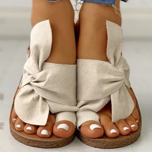 Zapatos cómodos redondos de patchwork casual blanco crema con lazo