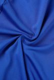 Azul sexy fiesta formal perforación en caliente patchwork malla taladro caliente o cuello vestido de noche vestidos