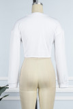 Tops de cintura alta branco sexy casual com letra de rua patchwork
