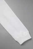 Tops de cintura alta branco sexy casual com letra de rua patchwork
