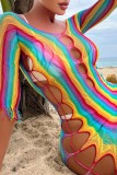 Цветные сексуальные прозрачные купальники с пирсингом и кисточками в стиле пэчворк