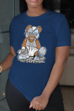 T-shirt con scollo o patchwork con stampa arancione Street