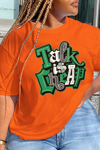 Camisetas con cuello en O de patchwork con estampado vintage de Orange Street