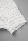 Robes de grande taille blanches décontractées solides basiques demi col roulé à manches courtes