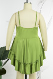 Groene sexy casual stevige spaghettiband mouwloze jurk Grote maten jurken