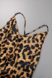 Сексуальный повседневный леопардовый принт с леопардовым принтом и открытой спиной Спагетти-ремешок Узкие комбинезоны