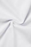 Белое сексуальное однотонное платье без рукавов с вырезом на спине и косым воротником