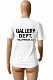 Svarta Casual Print O-hals T-shirts