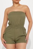 Paarsachtig Rood Sexy Casual Solid Backless Strapless Skinny Romper