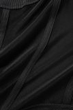 Zwarte sexy casual straatprint patchwork mesh halve coltrui magere bodysuits