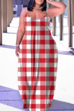 Khaki Sexy Casual Print Backless Spaghetti Strap Long Dress Dresses