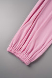 Cinturino per spaghetti patchwork solido casual rosa Plus Size Due pezzi
