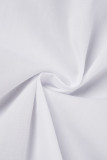Белые повседневные однотонные топы с рубашечным воротником в стиле пэчворк с уздечкой