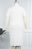 Vert Casual Solid Basic Half A Turtleneck Short Sleeve Dress Plus Size Robes