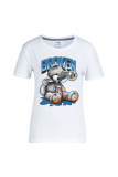Grey Daily Cute Print Patchwork O Neck T-Shirts