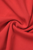 Robes de robe sans manches à col oblique fendu dos nu rouge sexy