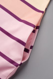 ピンクのセクシーなプリントパッチワークスパゲッティストラップワンステップスカートドレス