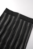 Black Sexy Work Street Solid High Opening Zipper Regular High Waist Type A Solid Color Bottoms