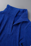 Синий повседневный цвет комок пэчворк V-образный вырез с коротким рукавом из двух частей