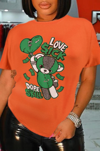Orange Street T-shirts met dagelijkse print en patchwork met ronde hals