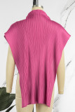 Yellow Casual Print Asymmetrical Turtleneck Tops