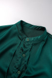 Grön Casual Solid Patchwork Skjorta krage Toppar