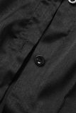 Blusas pretas casuais sólidas com patchwork de colarinho