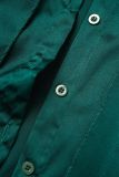 Top colletto camicia patchwork tinta unita casual verde