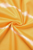 Orange Sexig Casual Print Bandage Rygglös axelbandslös ärmlös två delar