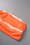 Due pezzi senza maniche senza spalline senza spalline senza spalline con stampa casual arancione