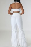 Wit Sexy Casual Solid Bandage Backless Strapless Regular Jumpsuits