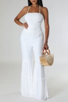 Wit Sexy Casual Solid Bandage Backless Strapless Regular Jumpsuits