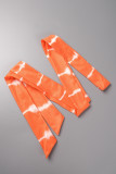 Orange Sexy Casual Print Bandage rückenfrei trägerlos ärmellos Zweiteiler