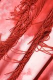 Rouge Sexy Imprimé Décontracté Gland Dos Nu Bretelle Spaghetti Sans Manches Deux Pièces