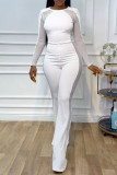 White Sexy Daily Party Elegant Patchwork Hot Drill Skinny Jumpsuits