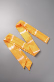 Orange Sexy Casual Print Bandage rückenfrei trägerlos ärmellos Zweiteiler