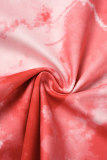 Rose Red Sexy Casual Print Nappa Backless Spaghetti Strap senza maniche Due pezzi
