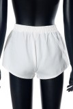 Witte casual stevige patchworkrits Normale hoge taille Conventionele patchworkshorts