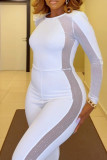 Witte Sexy Dagelijks Feest Elegante Patchwork Hot Drill Skinny Jumpsuits