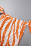 Vestido largo con hombros descubiertos sin espalda estampado casual naranja Vestidos