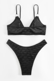 Black Sexy Solid Backless Rhinestone Swimwears (With Paddings)