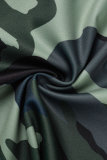 Camouflage Street Sportswear Bas Print Västar Utskrift Kontrast O Neck Ärmlös två delar