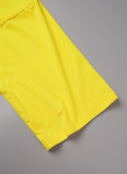 Macacão de retalhos de retalhos decote em V amarelo moda casual atadura sólida