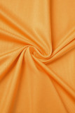 Orange Casual Basis Print Ripped Basic Printing Kontrast O-hals Kort ärm Två delar