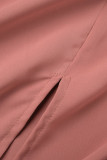 Zwart Grote maten Casual Eenvoud Basis Effen kleur V-hals omwikkelde rok