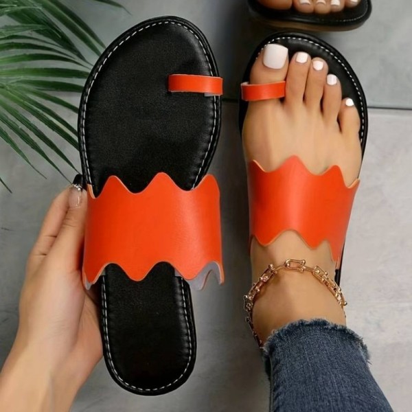 Chaussures confortables rondes de couleur unie décontractées en patchwork rouge tangerine