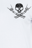 T-shirts à col rond en patchwork de crâne à imprimé quotidien décontracté noirs