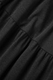 Robe longue noire décontractée à col rond et à col rond