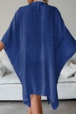 Tibetansk blå Sexig Casual Solid Cardigan Badkläder Cover Up