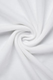 Robe longue blanche décontractée à col rond et à col rond
